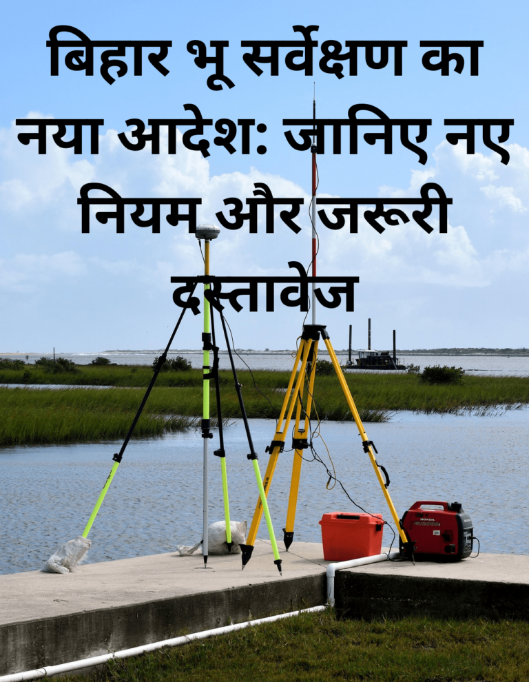 बिहार जमीन सर्वे 2025 के नए नियम और जरूरी दस्तावेजों की जानकारी, जिसमें वंशावली सत्यापन, भूमि सीमा जांच और कोर्ट से प्रमाणित दस्तावेजों की अनिवार्यता शामिल है।